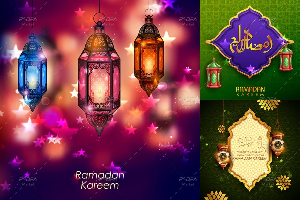 تصاویر وکتور ماه رمضان با طرح و رنگ های متنوع