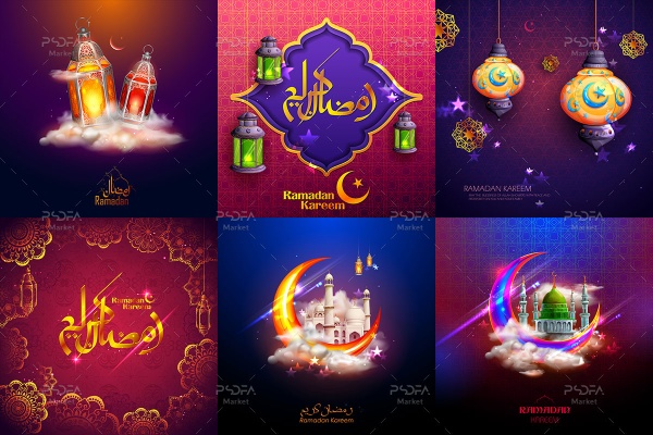 تصاویر وکتور ماه رمضان با طرح و رنگ های متنوع