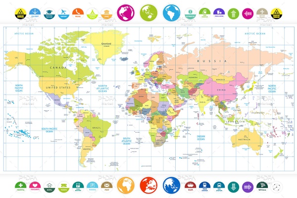 وکتور اطلس و نقشه های جهان با کیفیت بالا