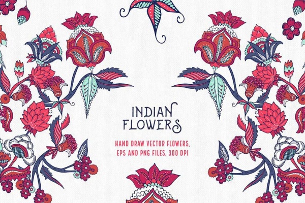 وکتور گل و بوته تزئینی هندی