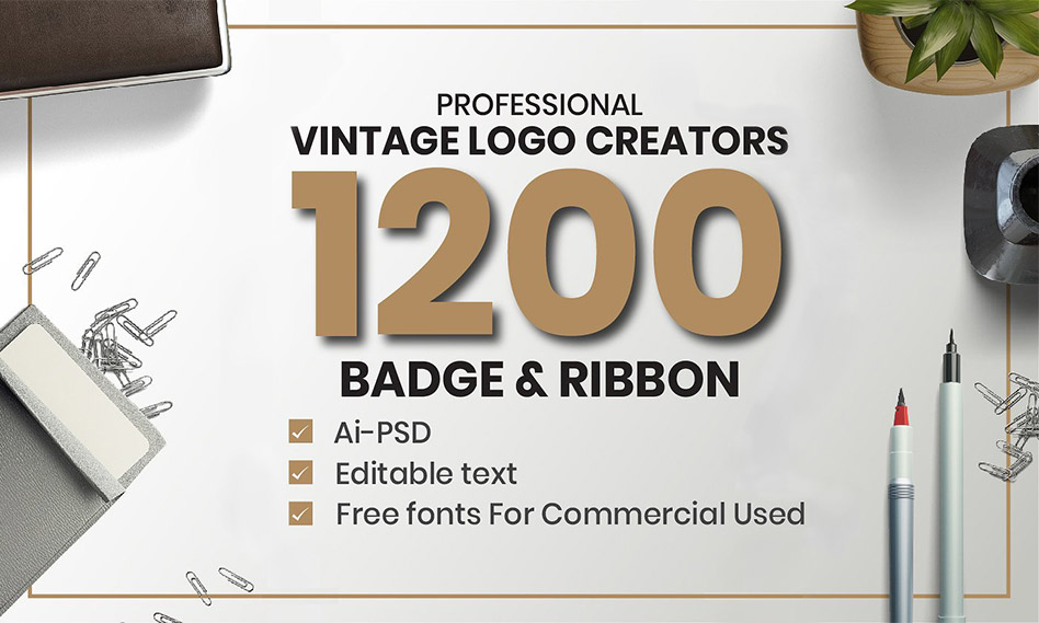مجموعه 1200 وکتور نشان ، لوگو ، روبان و اشکال متنوع مناسب برای طراحی
