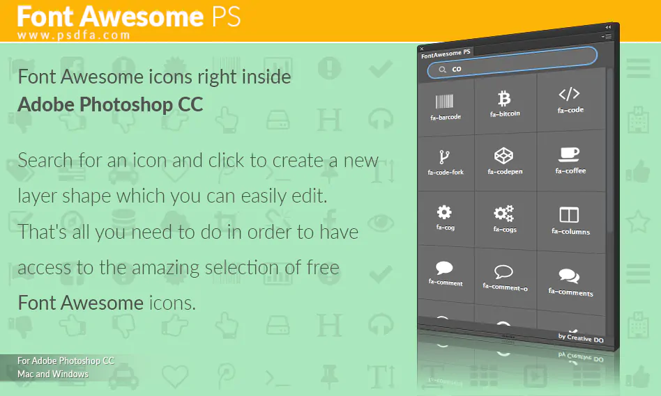پلاگین استفاده از فونت و آیکون های Font Awesome در فتوشاپ