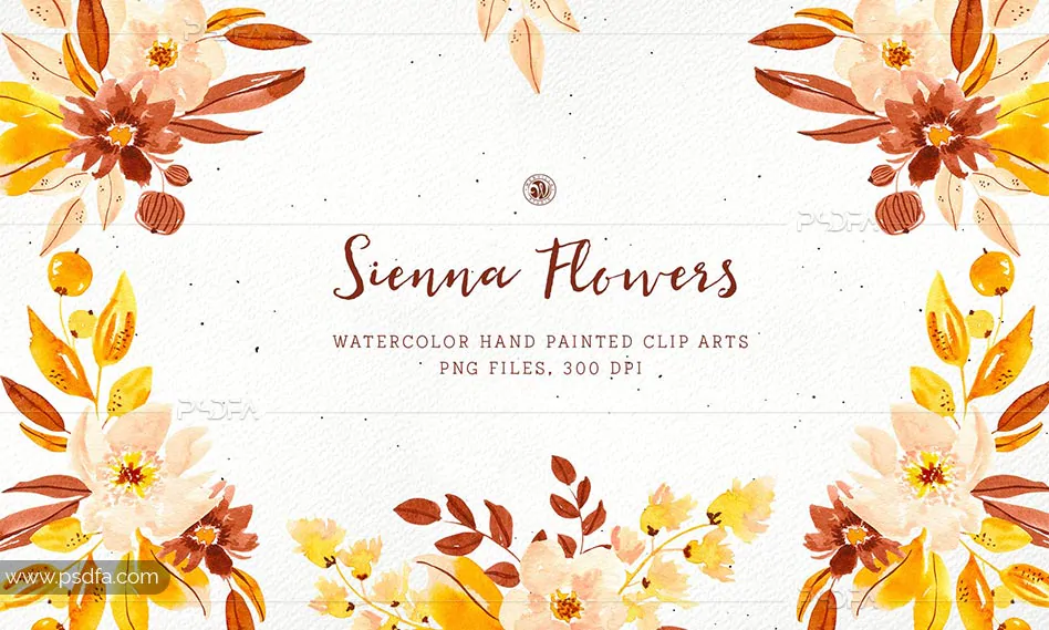 کلیپ آرت آبرنگی گل Sienna