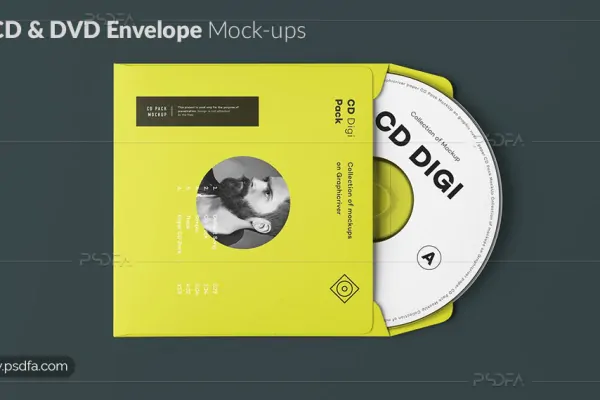 قالب لایه باز موکاپ پاکت CD و DVD برای فتوشاپ با فرمت PSD