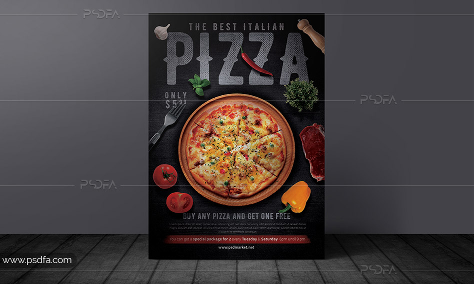 طرح لایه باز تراکت پیتزا ایتالیایی