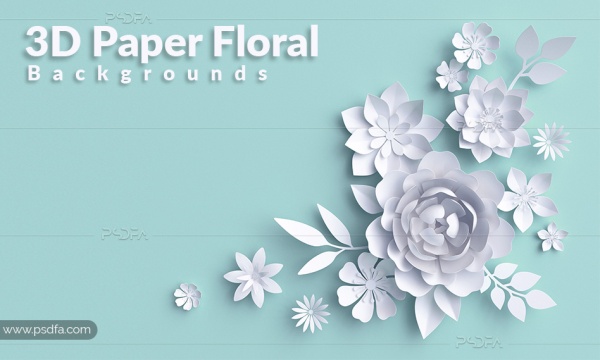 بک گراند گل کاغذی سه بعدی
