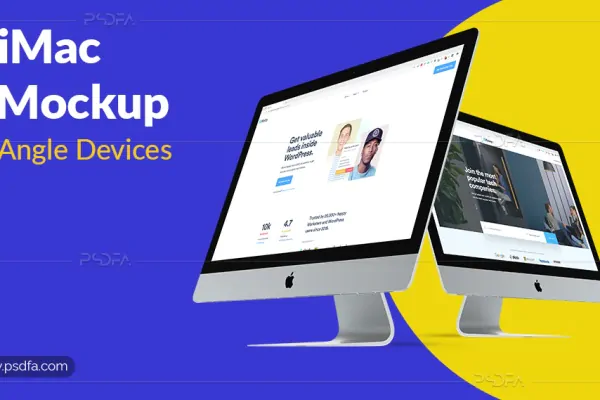 موکاپ و پیش‌نمایش iMac 2019 لایه باز برای فتوشاپ