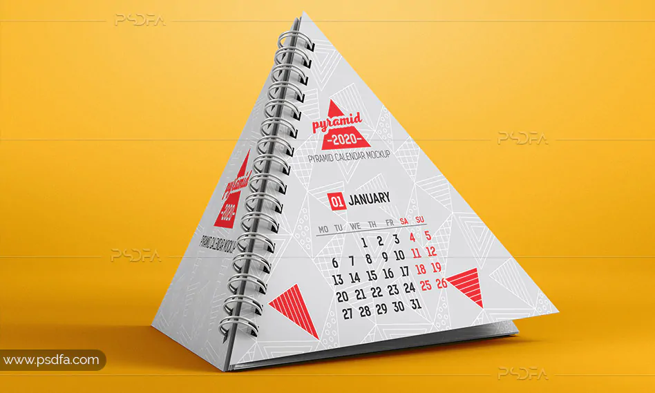 موکاپ تقویم رومیزی هرمی