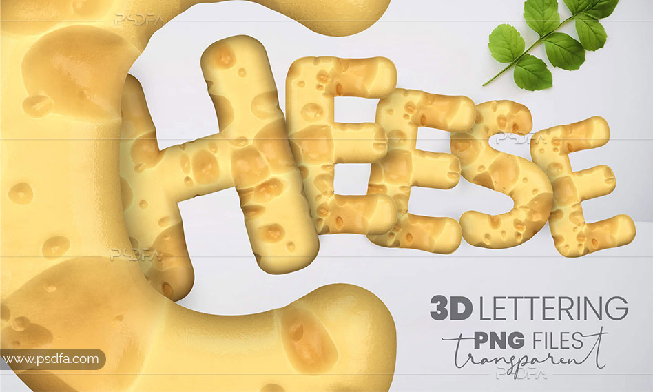 حروف و اعداد 3D با افکت پنیر