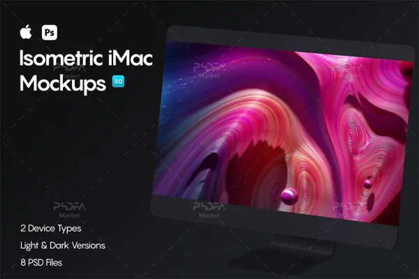موکاپ آی مک پرو ایزومتریک – Isometric iMac Pro Mockups