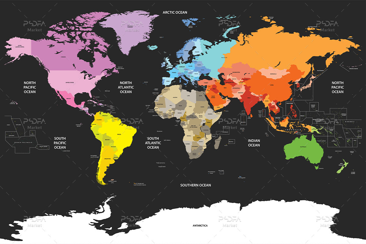 وکتور نقشه جهان با طرح‌های مختلف برای ایلوستریتور