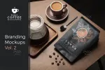 موکاپ برند و لوگو روی پاکت قهوه - 10