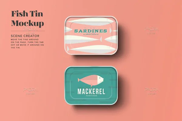 موکاپ تن ماهی مکعبی ساردین – Sardine Tin Mockup
