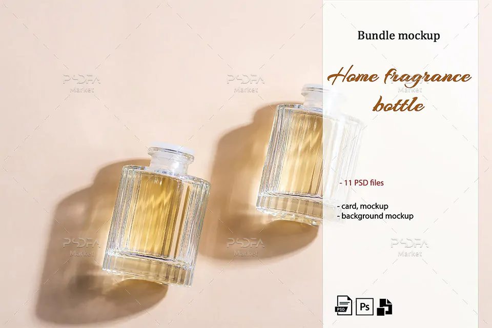 موکاپ بطری و شیشه عطر شیک و لاکچری