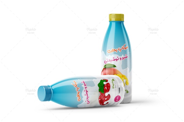 موکاپ بطری پلاستیکی شیر و نوشیدنی