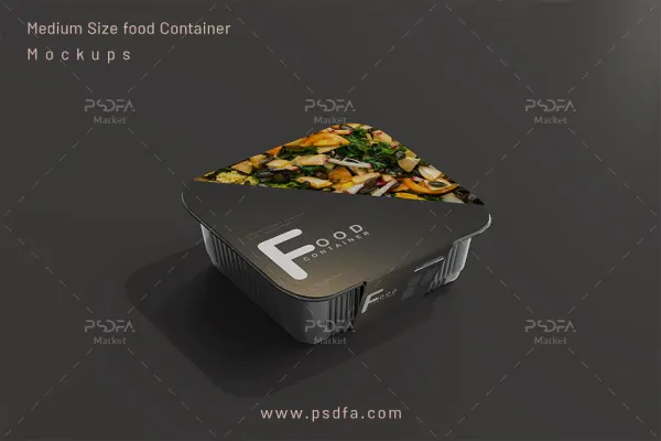 موکاپ ظرف یکبار مصرف غذا سایز متوسط در نماهای مختلف