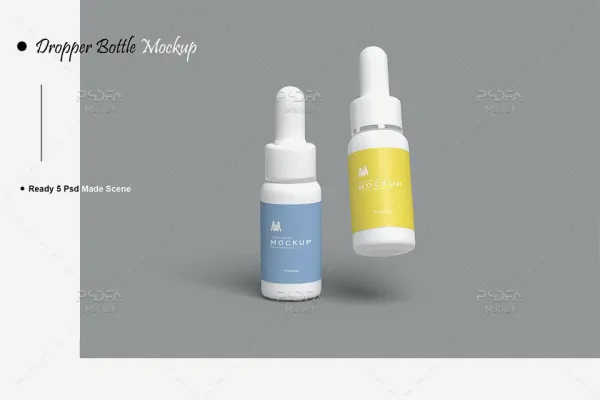 موکاپ قطره چکان پزشکی در نماهای مختلف برای فتوشاپ