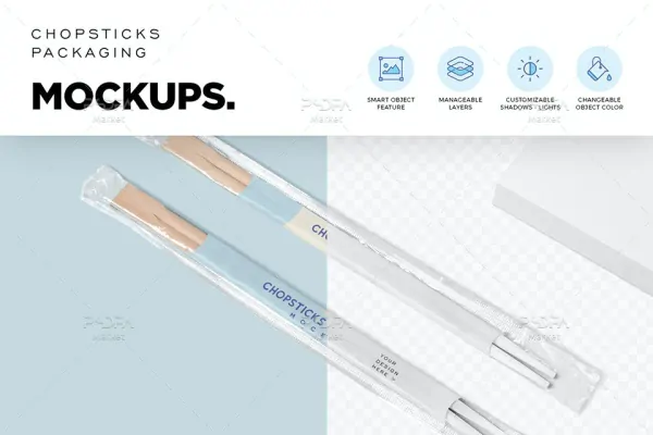 موکاپ بسته بندی چوب غذاخوری چاپستیک Chopstick Packaging Mockups