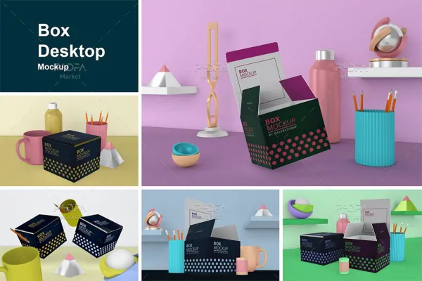 موکاپ جعبه و کارتن مکعبی - 6