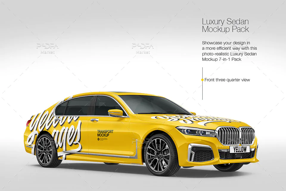 موکاپ ماشین و اتومبیل سدان شیک و لاکچری BMW