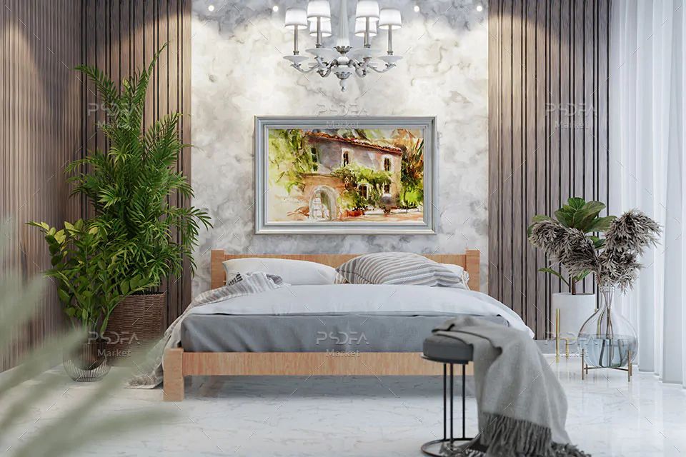 موکاپ قاب عکس مستطیل چوبی