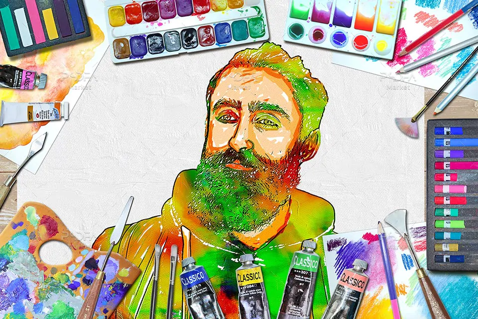 اکشن فتوشاپ تبدیل عکس به تصاویر هنری آبرنگی