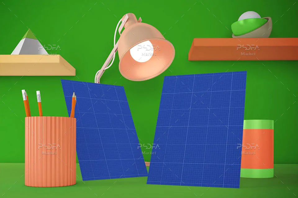 موکاپ تراکت روی میز تحریر - 9 موکاپ تراکت روی میز تحریر - 9