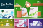 موکاپ تراکت روی میز تحریر - 13