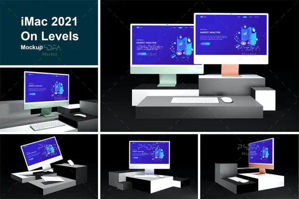 موکاپ آی مک iMac بر روی سطوح