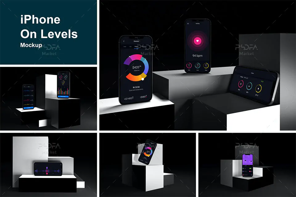 موکاپ آیفون iPhone روی سطوح