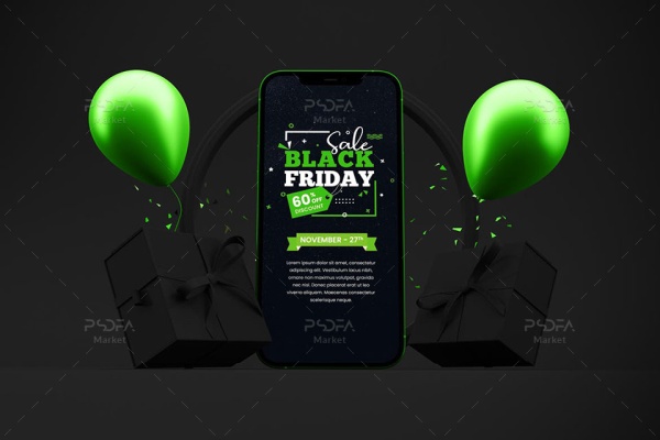 موکاپ آیفون iPhone با تم جمعه سیاه Black Friday