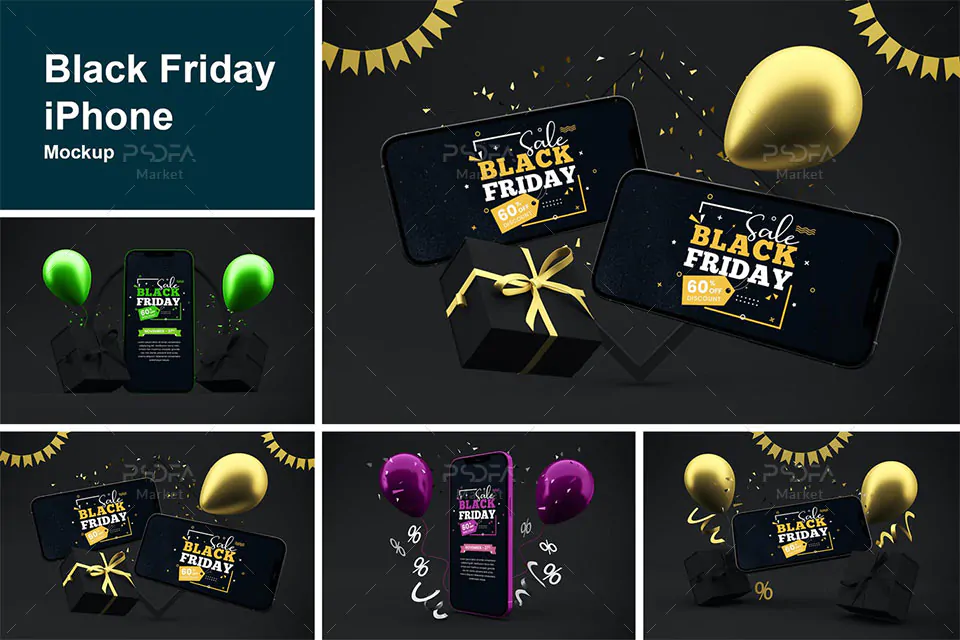 موکاپ آیفون iPhone با تم جمعه سیاه Black Friday