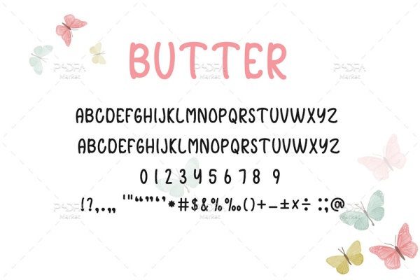 فونت یکسره نویسی و فانتزی پروانه Butter Fly
