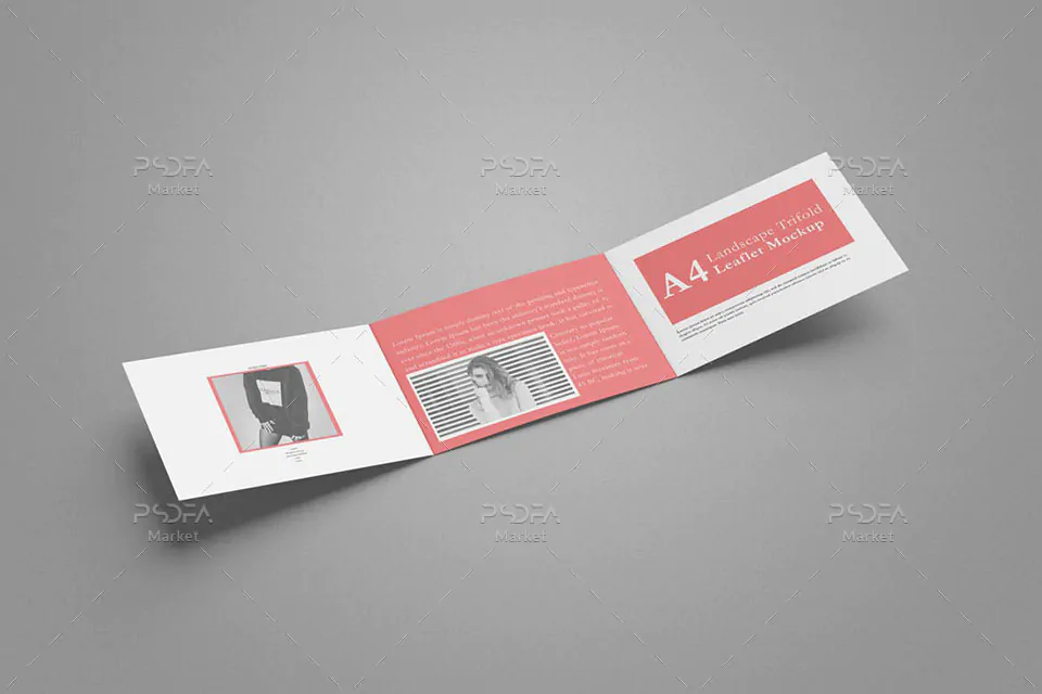 موکاپ بروشور سه لتی A4 افقی - 2 موکاپ بروشور سه لتی A4 افقی - 2