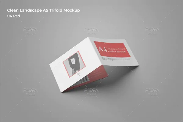 موکاپ بروشور سه لتی A4 افقی