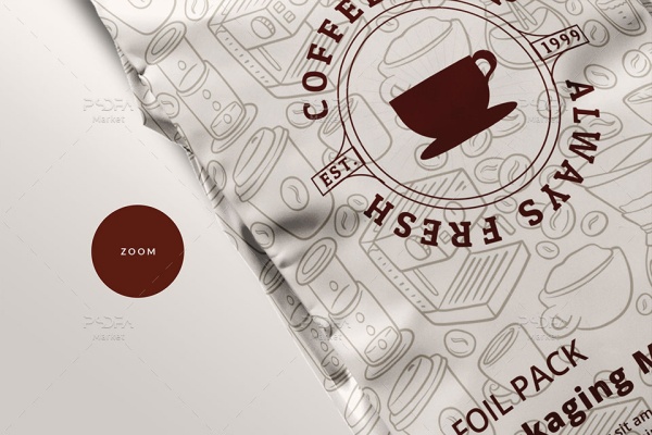 موکاپ پاکت فویلی بسته بندی چای و قهوه