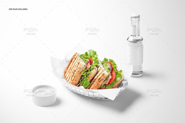موکاپ کاغذ بسته بندی غذا و ساندویچ