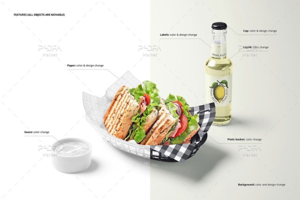 موکاپ کاغذ بسته بندی غذا و ساندویچ