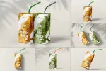 موکاپ پاکت آبمیوه و شیر با نی