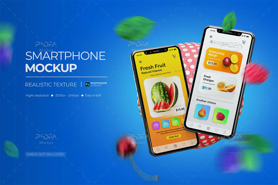 موکاپ آیفون X معلق و شناور