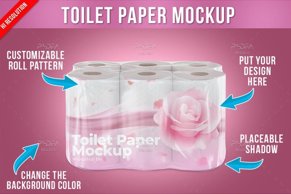 موکاپ بسته بندی دستمال کاغذی رولی توالت
