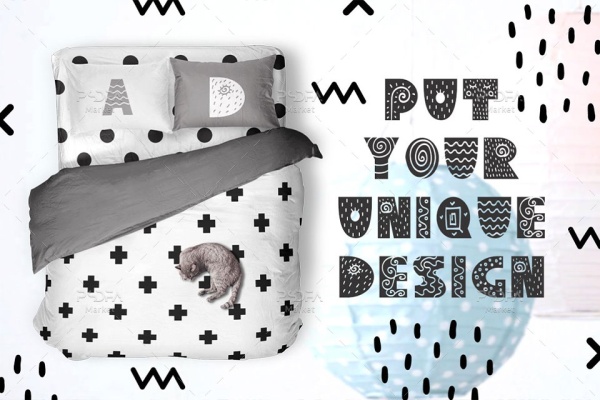 فونت فانتزی Yeti با پترن و عناصر طراحی کودکانه