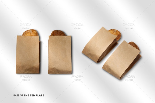 موکاپ کاغذ کرافت بسته بندی نان باگت