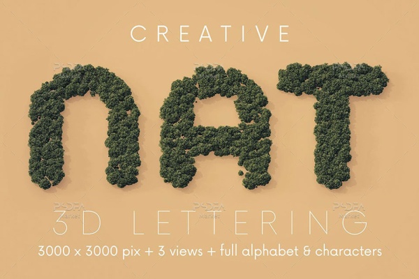 PNG حروف با افکت درخت و جنگل سه بعدی - 3D