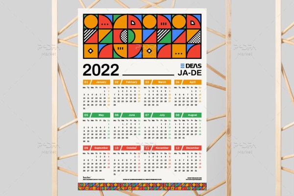 طرح تقویم دیواری 2022