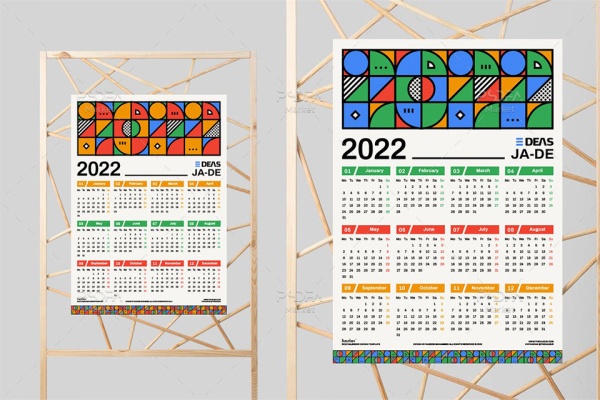 طرح تقویم دیواری 2022