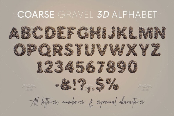 PNG حروف سنگی و شنی سه بعدی - 3D