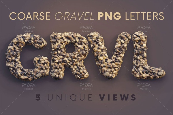 PNG حروف سنگی و شنی سه بعدی - 3D