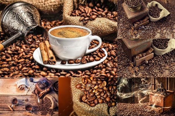 عکس قهوه ترک و دانه‌های قهوه