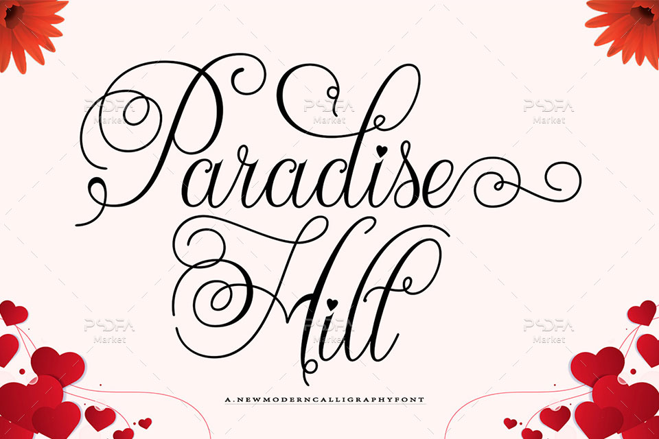 فونت دستنویس سرهم رمانتیک و عاشقانه Paradise Hill